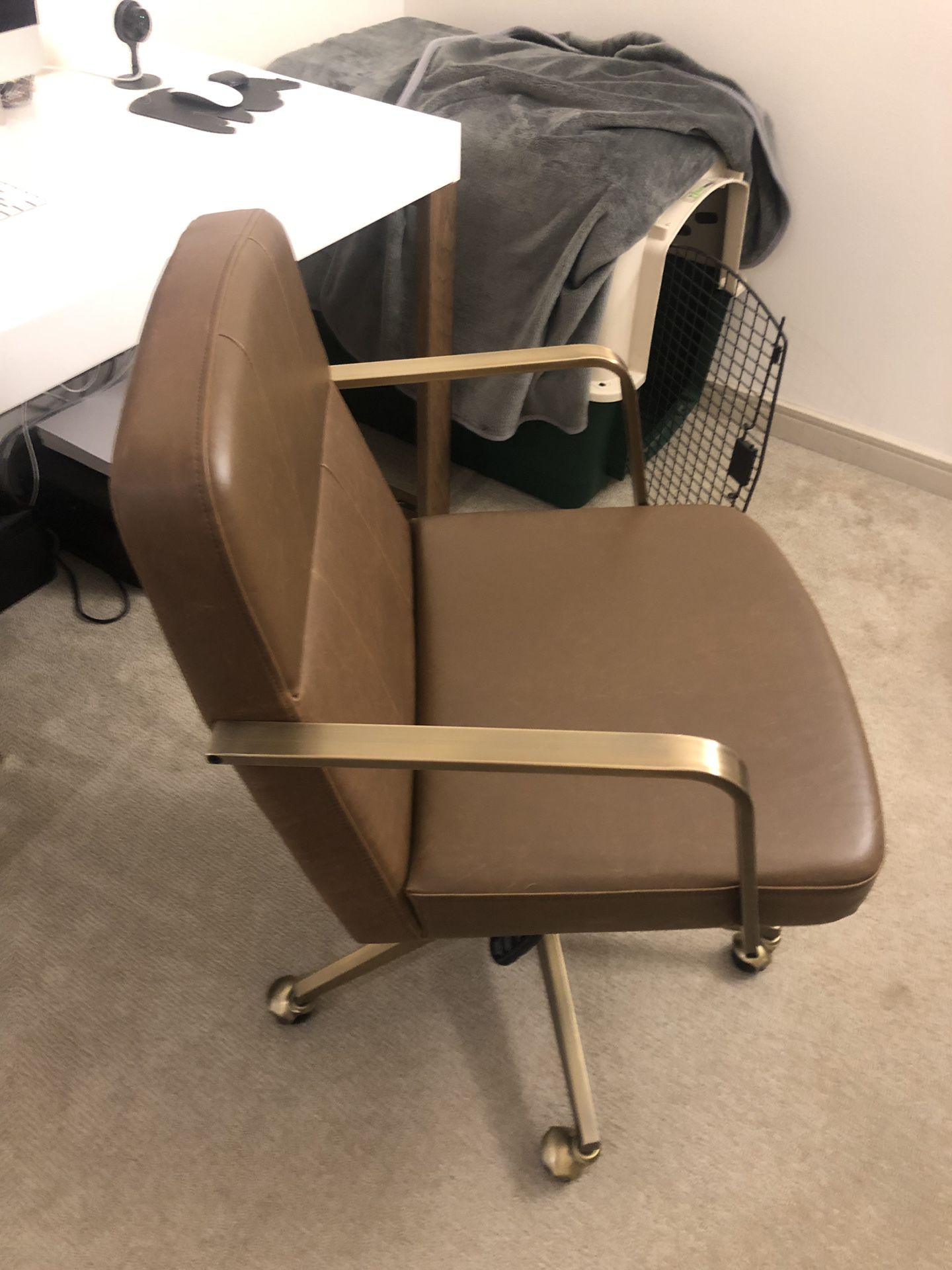 CB2 FAUX LEATHER OFFICE CHAIR