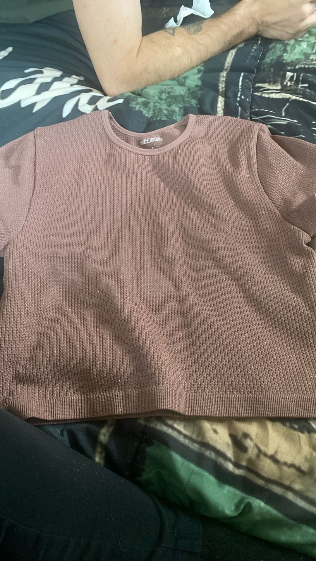 Large Crops Top Light Pink Glitter