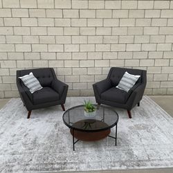 *Free Delivery* Mid Century Modern Gray Accent Chair Set