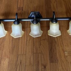 Bronze Vanity Fixture with Frosted Glass Shades 