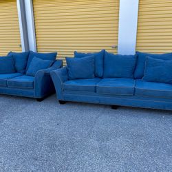 Blue Sofa And Love Seat