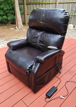 Pride Lift Chair Recliner Brown Faux Leather Works Excellent!