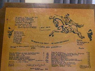 Italian restaurant menu circa 1960s