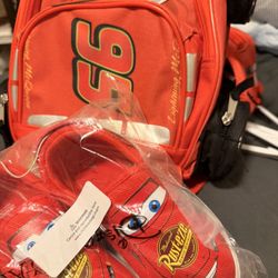 Pixar Lightning McQueen Backpack & Slip On Shoes 