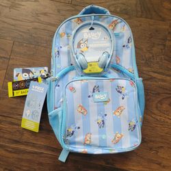 Bluey backpack with headphones/water bottle/ lunchpail/ keychain