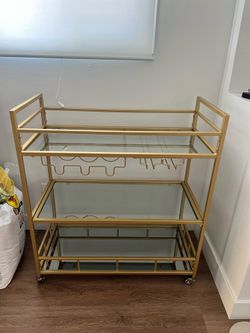 Bar Cart alcohol 3 tier glass gold storage