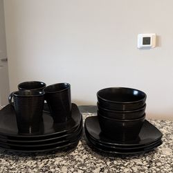 Modern Black Square Dinnerware Set