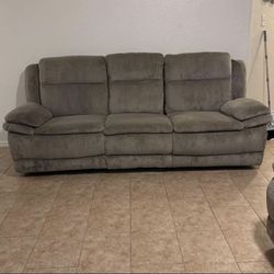 Tan Suede Loveseat And Sofa