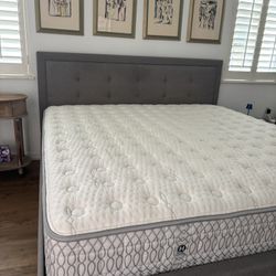 Bed  Frame In Fabric And Mattress