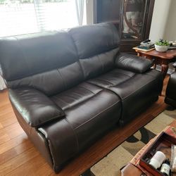 Leather Love Seat Power Recliner