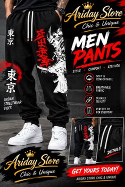 Dark Japanese Graphic Jogger Pants