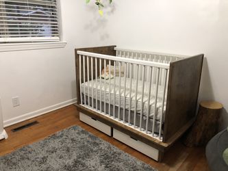 Solid wood crib and changing table