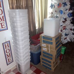 $1 Containers  With Stains Only A Few Lids Left Not Many 