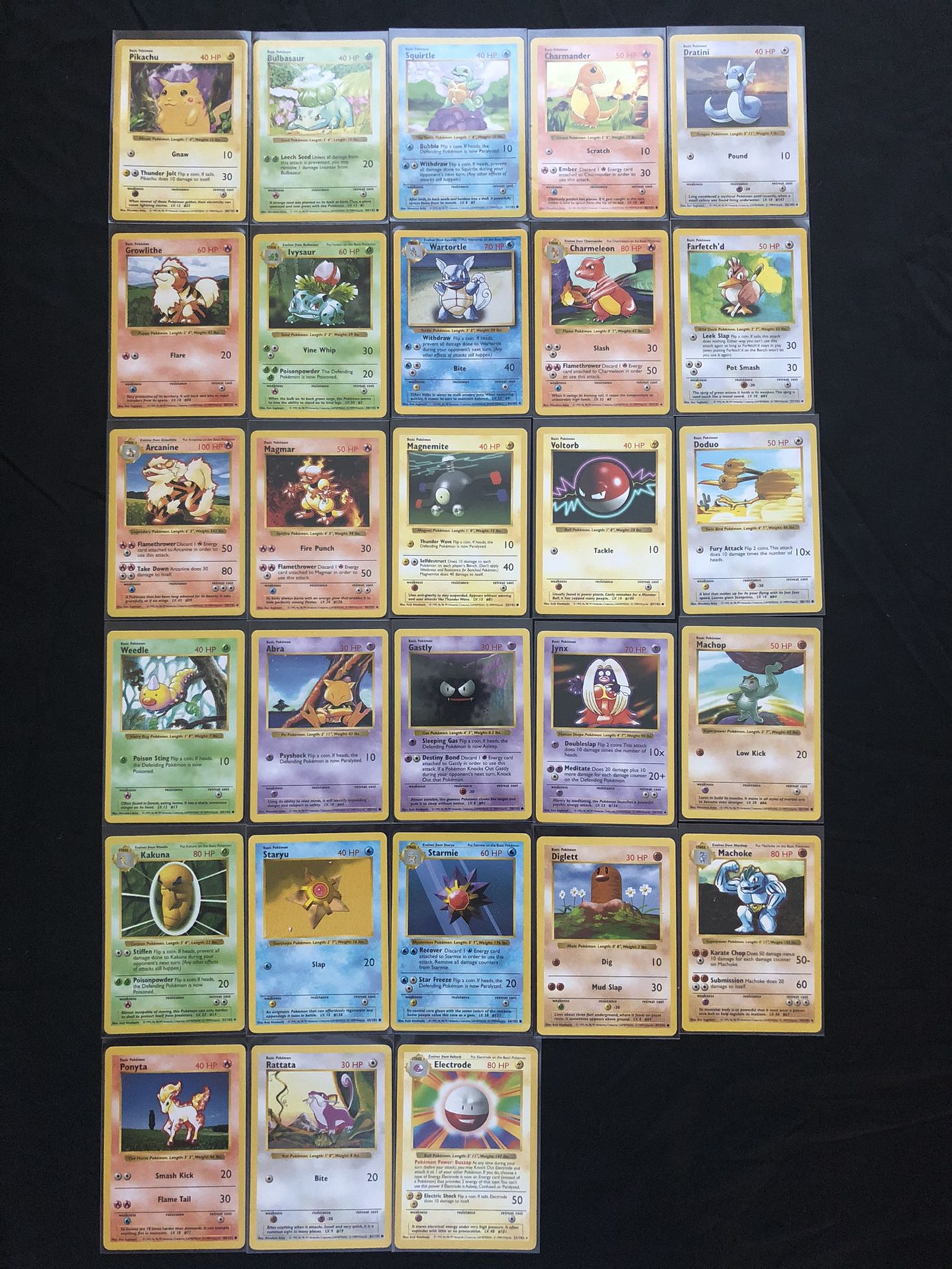 Pokemon Cards - Base Set Shadowless - Uncommon / Common / Trainer / Rare - Near Complete Collection