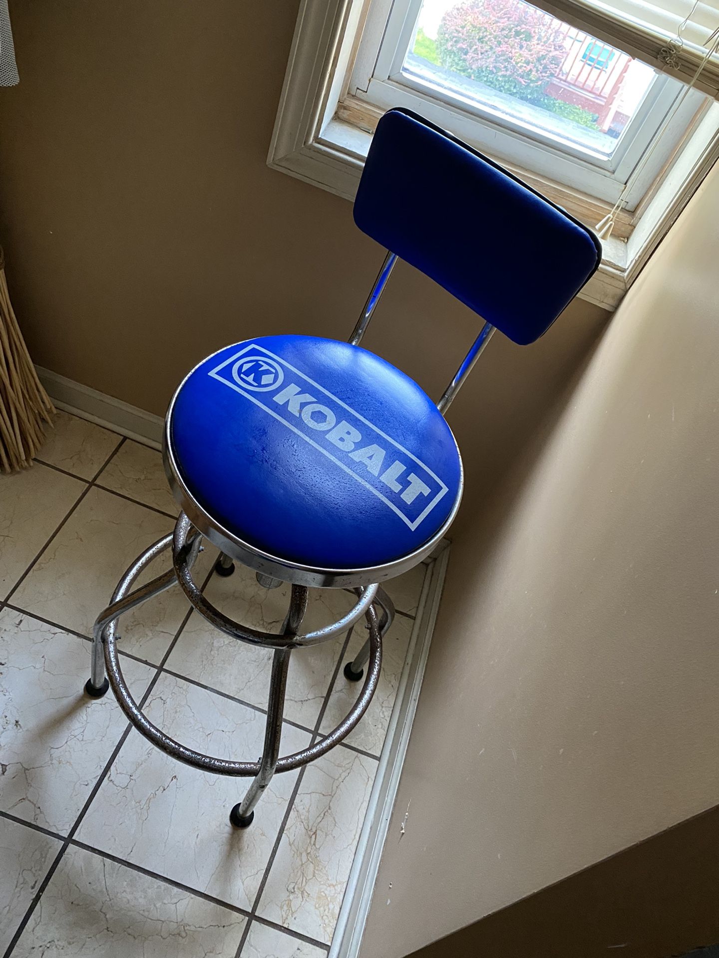 Kobalt Retro Bar Stool Blue And Chrome