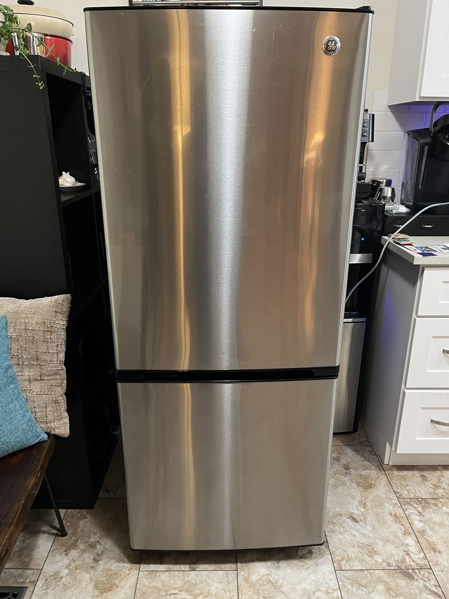 Mid-size GE Refrigerator With Bottom Freezer