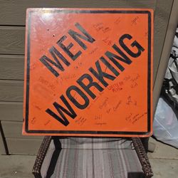 Men Working Big Metal Sign 30 By 30  .