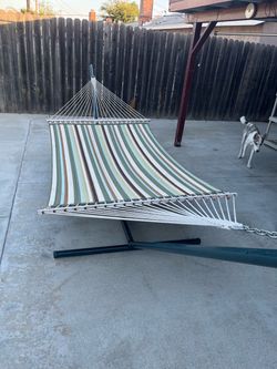 Double outdoor hammock with stand 180 x 50