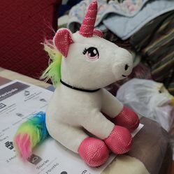 Scholastic 2018 White Unicorn Plush Stuffed Animal 6" Inch Sparkly Pink Rainbow Tail And Mane  