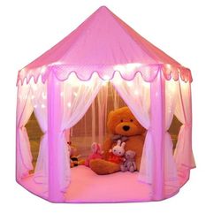 Monobeach Princess Tent Girls Large Playhouse Kids Castle Play Tent with Star Lights Toy for Children Indoor and Outdoor Games, 55'' x 53'' (DxH