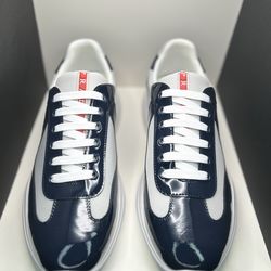 Prada Navy Patent Leather Trainers