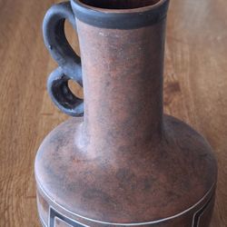 Mexican Mayan Popol-vuh Terracotta Pitcher/vase Signed Bottom 