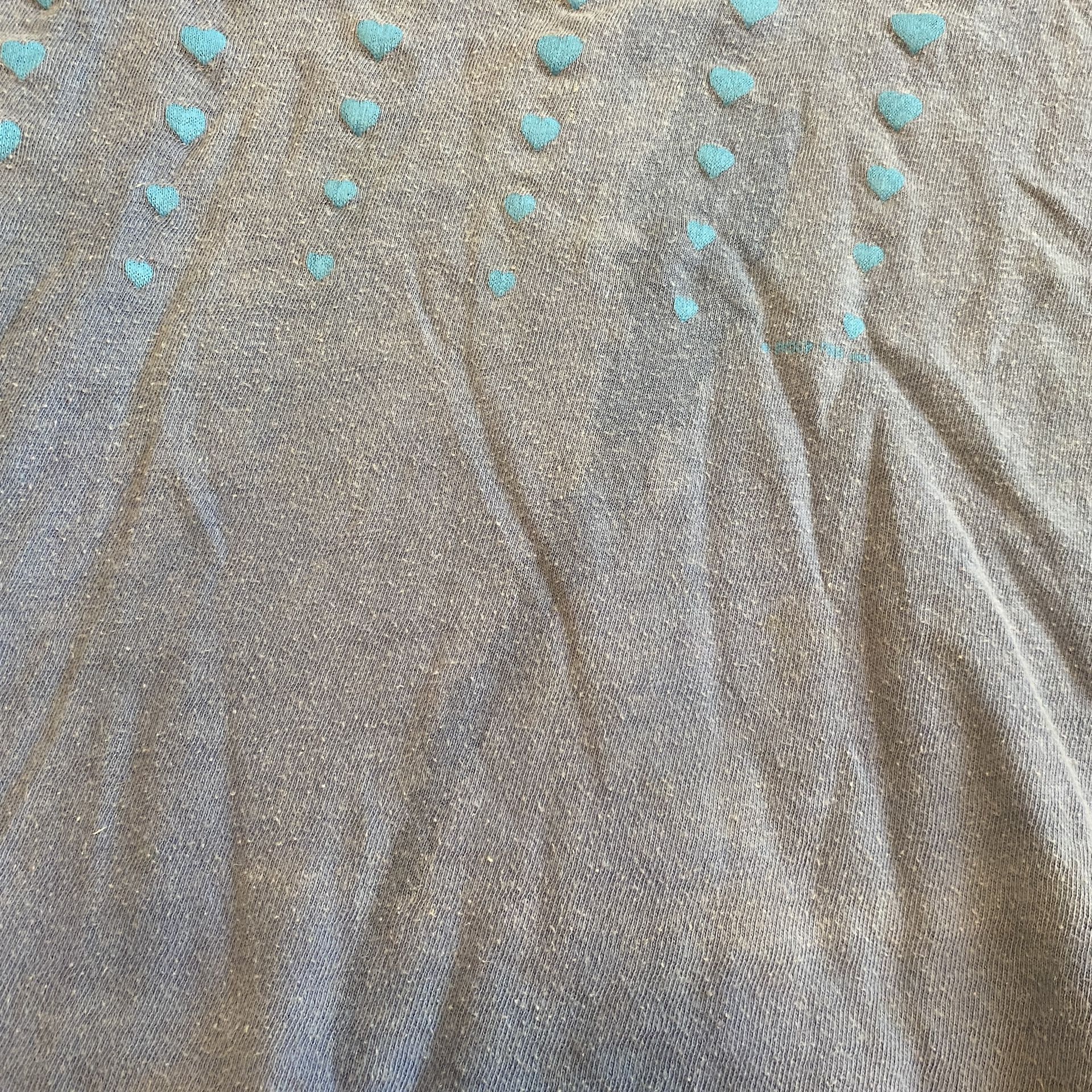 Vintage 90’s Oregon Hearts Cropped T-Shirt Blue Single Stitched Size Medium