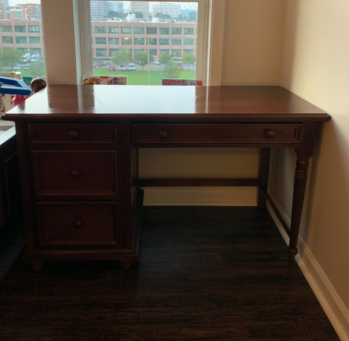 Dark Brown Writing Desk with Drawers