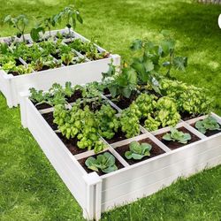 Vita 4'x4'x11" Modular Vinyl Garden with Planting Grid, 2-pack