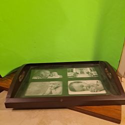 Precious Memories Wooden Photo Serving Tray  4"×6" Photos-$25.00