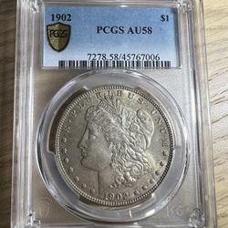 1902 Morgan Silver Dollar AU58 PCGS