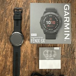 Garmin Fenix 6X Pro Solar  51mm Titanium Carbon Gray DLC with Black Band