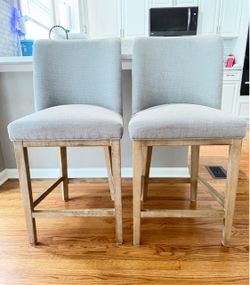 Set of 2 Capri Gray Upholstered Counter Height Bar Stools