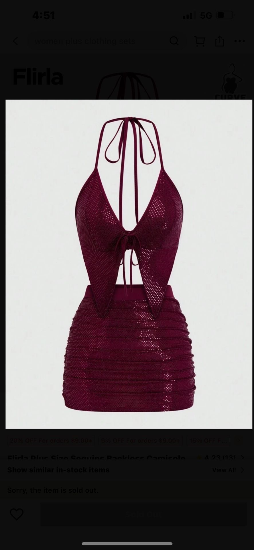 Two Piece Outfit Burgundy Size 12