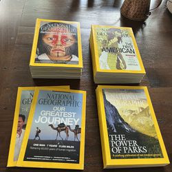 set of 30 National Geographic magazines from 2013-2016 $2 per or $50 for all *Yellowstone edition $5 Great For ACT SAT Reading Comprehension Practice 