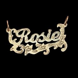 Exquisite Solid gold Personalized Handmade “Rosie” Custom Diamond Cut Pendant
