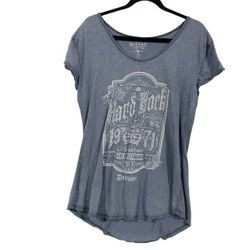 HARD ROCK COUTURE Womens Gray Short Sleeve Graphic T Shirt Size XL Denver Cotton
