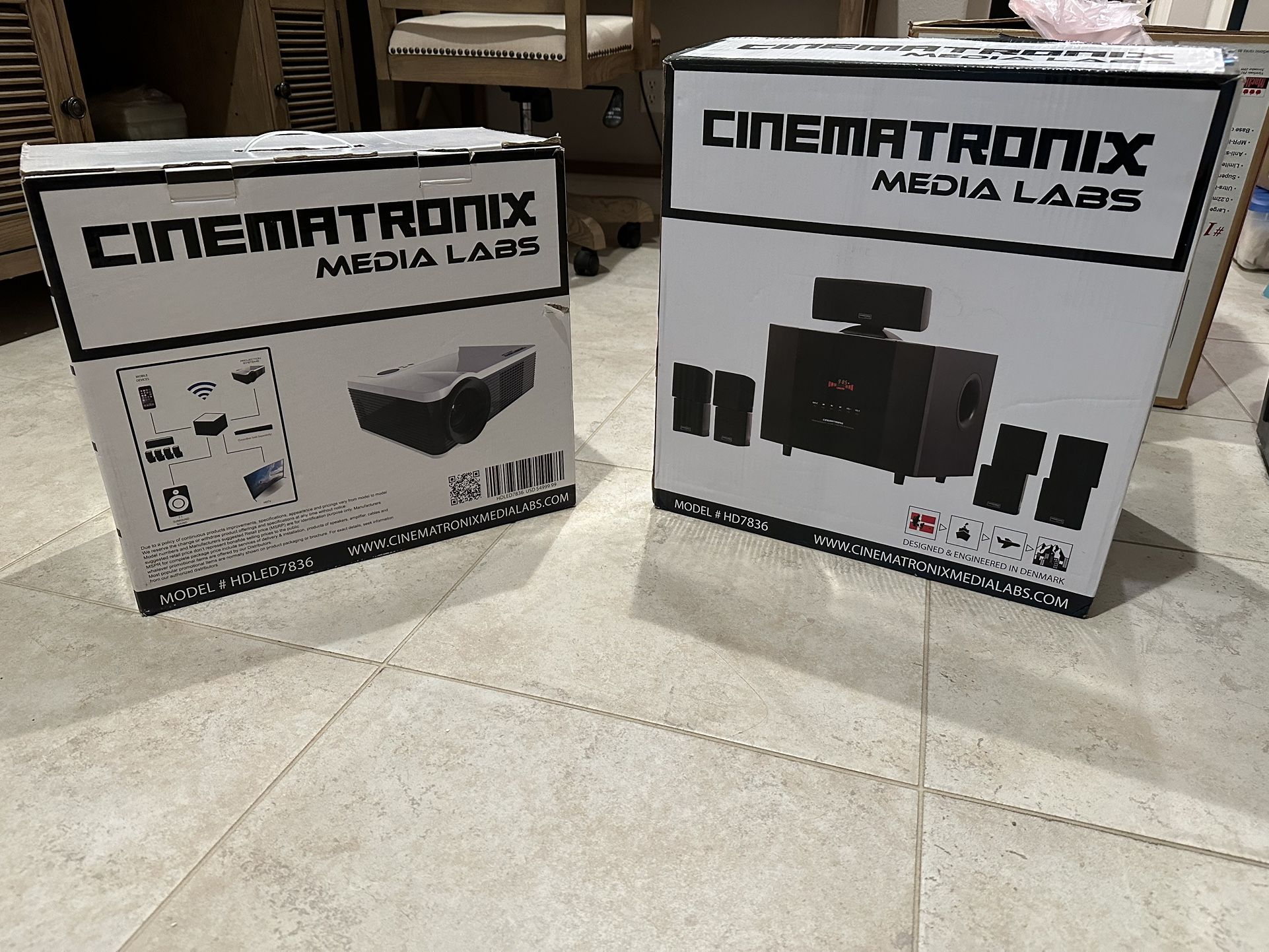 Cinematronix Projector, Surround Sound, and 72” Projector