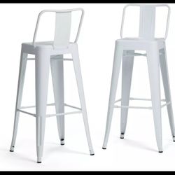 Rayne Metal 30 Inch Bar Stool (Set of 2) in White for the Dining Room and Kitche