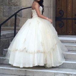 Quince Gown Quinceañera quinceanera Dress Sweet 15 16 champagne vanilla Light pastel dress XXS/XS/Small Prom Formal Elegant Princess Wedding Pageant 