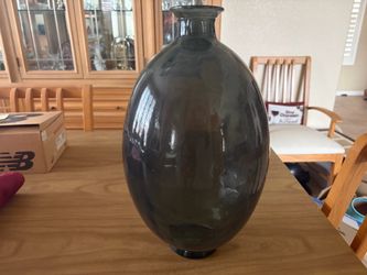 Large Smoked Gray Glass Balloon Floor Vase Decor