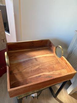 Wooden Decorative Tray with Gold Handles 16x16 Inch– Heavy & High Quality 