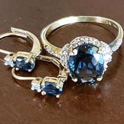 10k London Blue Topaz And Diamond Earrings Sold