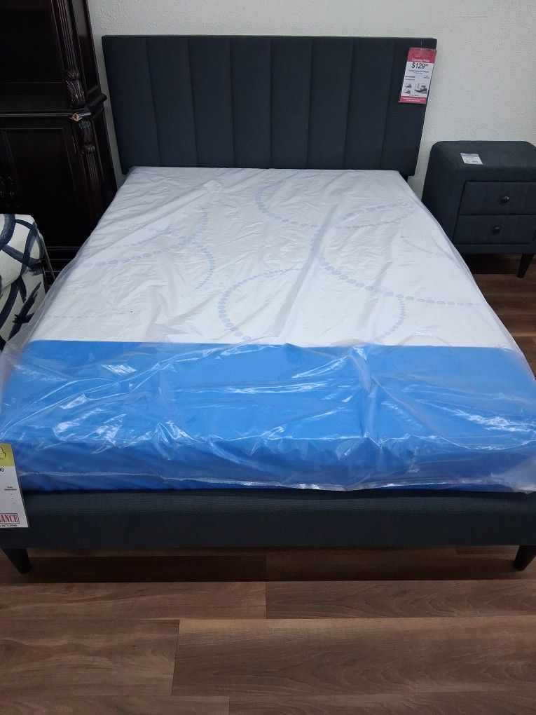 Full Bed Frame In Charcoal