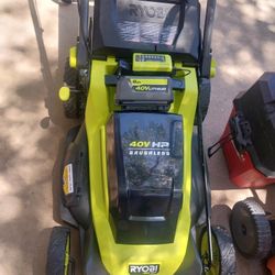 RYOBI LAWN MOWER 40V HP BRUSHLESS 20" SELF PROPELLED WITH BATTERY AND CHARGER 