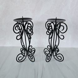Two Black Wire Candle Holders