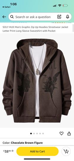 SOLY HUX Men's Graphic Zip Up Hoodies Streetwear Jacket