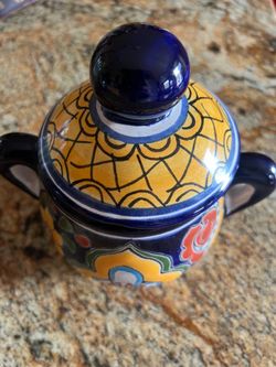 Talavera Ceramic Sugar Bowl with Lid