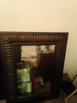 Pecan wood frame mirror