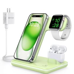 WAITIEE Wireless Charger 3 in 1 Charging Station for for iPhone 16 15 14 13 12 11 X 8 & for Apple Watch, for AirPods 1/2/3/Pro/Pro 2 with Lightning Ch